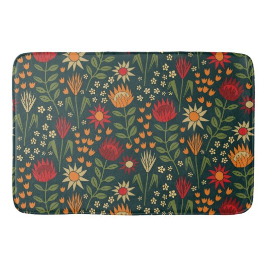 Tapis De Bain Protea Floral Block Imprimer Millefleur darnes (Devant)