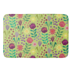 Tapis De Bain Protea Floral Block Imprimer Millefleur vert pâle
