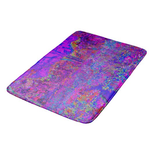 Tapis De Bain Psychédélique Impressionniste Paysage Violet (Angle)