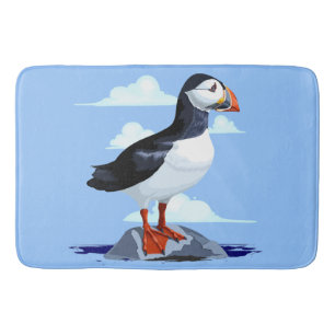 Tapis De Bain Puffin Cute Oiseau de mer Atlantique