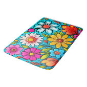 Tapis De Bain Puissance de fleur hippie de printemps rétro (Angle)