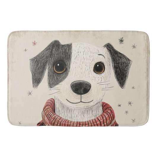 Tapis De Bain Pullover noir et blanc pour chiot avec neige (Devant)