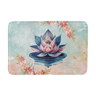 Tapis De Bain Pureté Décorative – Œuvre d'art Lotus Rose et Vert