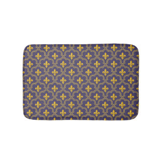 Tapis De Bain Purple and gold fleur-de-lys quatrefoil pattern