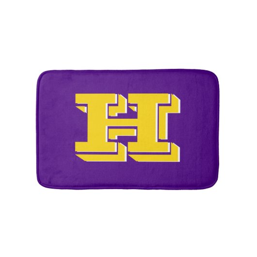 Tapis De Bain Purple and Gold Varsity Letter Style Monogram (Devant)