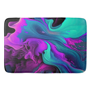 Tapis De Bain Purple Aqua Turquoise Belle Flûte Abstraite