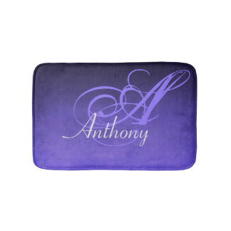 Tapis De Bain Purple Blue Black Rustic Nom Abstrait Monogramme
