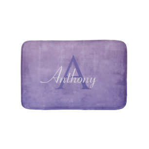 Tapis De Bain Purple Blue Grey rustique nom Abstrait monogramme