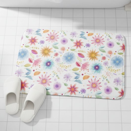 Tapis De Bain Purple Blue Pink Boho Wildflower
