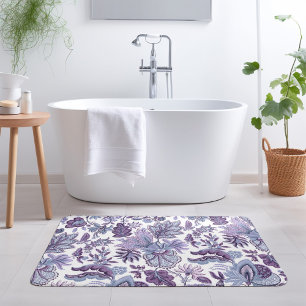 Tapis De Bain Purple Boho Vintage Floral Print