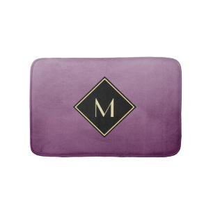 Tapis De Bain Purple Brossé Élégant Avec Monogramme Or Simple