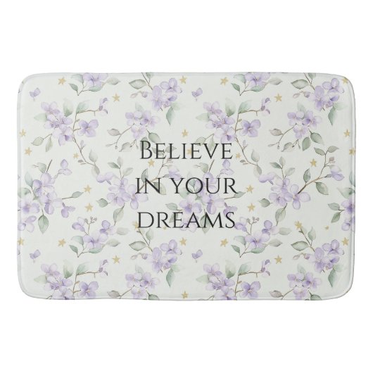 Tapis De Bain Purple Flowers Gold Stars Moons (Devant)