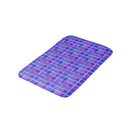 Tapis De Bain Purple Mosaic Squares Tile Pattern (Angle)