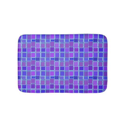 Tapis De Bain Purple Mosaic Squares Tile Pattern (Devant)