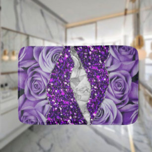 Tapis De Bain Purple Rose Silver Luxury Elégant Texture Liquide