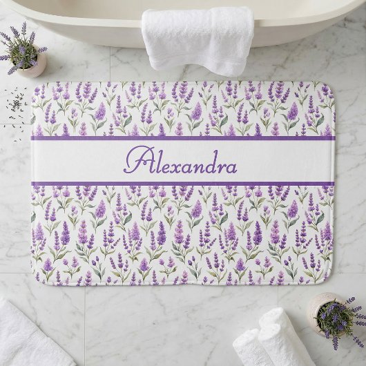 Tapis De Bain Purple Sage Green Lavender Custom Name