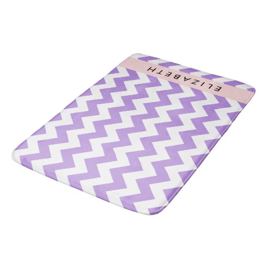 Tapis De Bain Purple Zigzag, Purple Chevron, Votre Nom (Angle)