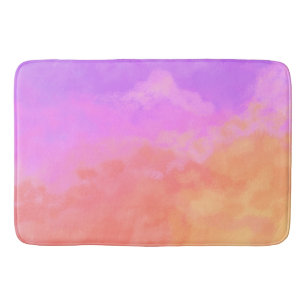 Tapis De Bain Purples et Oranges Nuages Abstraits
