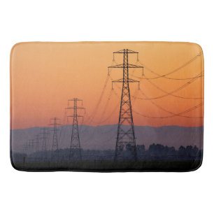 Tapis De Bain Pylônes électriques au coucher du soleil