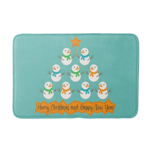 Tapis De Bain Pyramide des sapins de Noël faite de bonhommes de