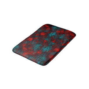Tapis De Bain Quadriculados riscados de cor azul claro, vermelho