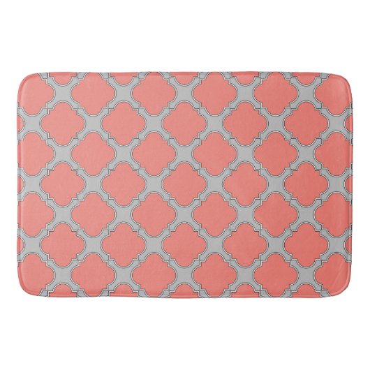 Tapis De Bain Quatrefoil corail et gris (Devant)
