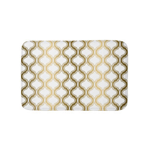 Tapis De Bain Quatrefoil d'or sur Arrière - plan blanc