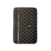 Tapis De Bain Quatrefoil or et noir - Monogramme Design (Devant (Vertical))
