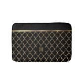 Tapis De Bain Quatrefoil or et noir - Monogramme Design (Devant)