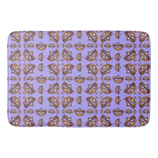 Tapis De Bain Queen Hearts Gold Crown Tiara motif periwinkle (Devant)