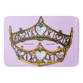 Tapis De Bain Queen Hearts Gold Crown Tiara rose lilas mat de ba