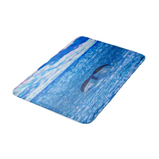 Tapis De Bain Queue de baleines Bleu profond Océan (Angle)