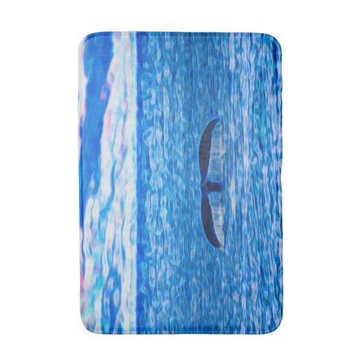 Tapis De Bain Queue de baleines Bleu profond Océan (Devant (Vertical))