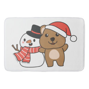 Tapis De Bain Quokka Avec Snowman En Hiver À Noël