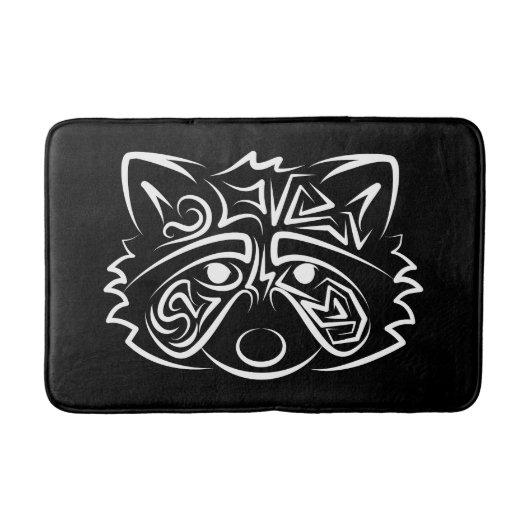 Tapis De Bain Raccoon tribal noir et blanc (Devant)
