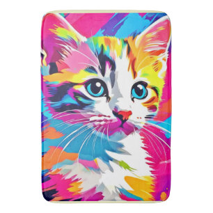 Tapis De Bain Rainbow Cat : Vivid Portrait