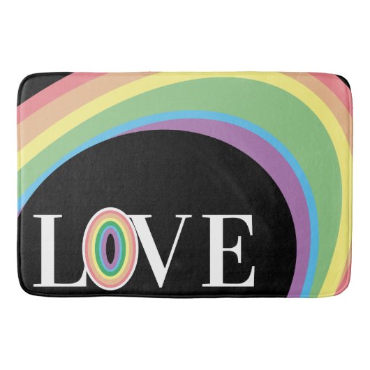 Tapis De Bain RAINBOW LOVE noir blanc Bain Mat (Devant)