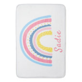 Tapis De Bain Rainbows Boho Rose Bleu Jaune Nom mignon (devant Vertical)
