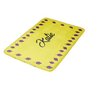Tapis De Bain Raisins pourpres personnalisés jaune