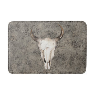 Tapis De Bain  Ranch rustique sud-ouest crâne marron éclaboussur
