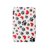 Tapis De Bain Random Dog Paw Prints And Red Hearts Canine Art (Devant (Vertical))
