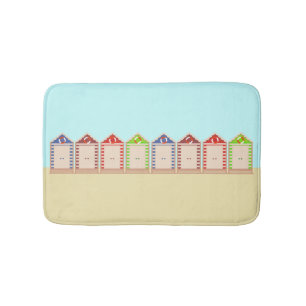 Tapis De Bain Rangée de huttes de plage colorées