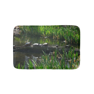 Tapis De Bain Rangée de tortues photo verte de la nature