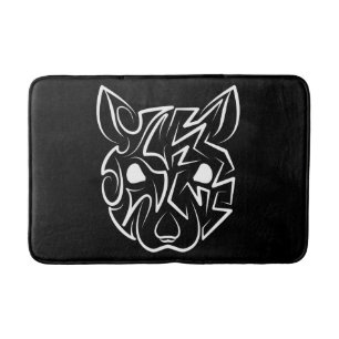 Tapis De Bain Rat tribal noir et blanc