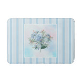 Tapis de bain rayé à l'aquarelle Hydrangea bleue (Devant)