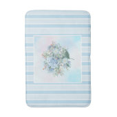 Tapis de bain rayé à l'aquarelle Hydrangea bleue (Devant (Vertical))