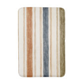 Tapis de bain rayé aquarelle rustique (Devant (Vertical))