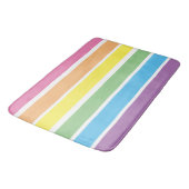 Tapis de bain rayé arc-en-ciel pastel (Angle)
