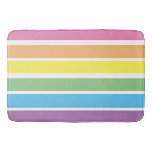 Tapis de bain rayé arc-en-ciel pastel (Devant)