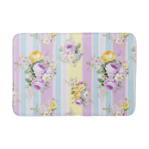 Tapis De Bain Rayé floral lavande